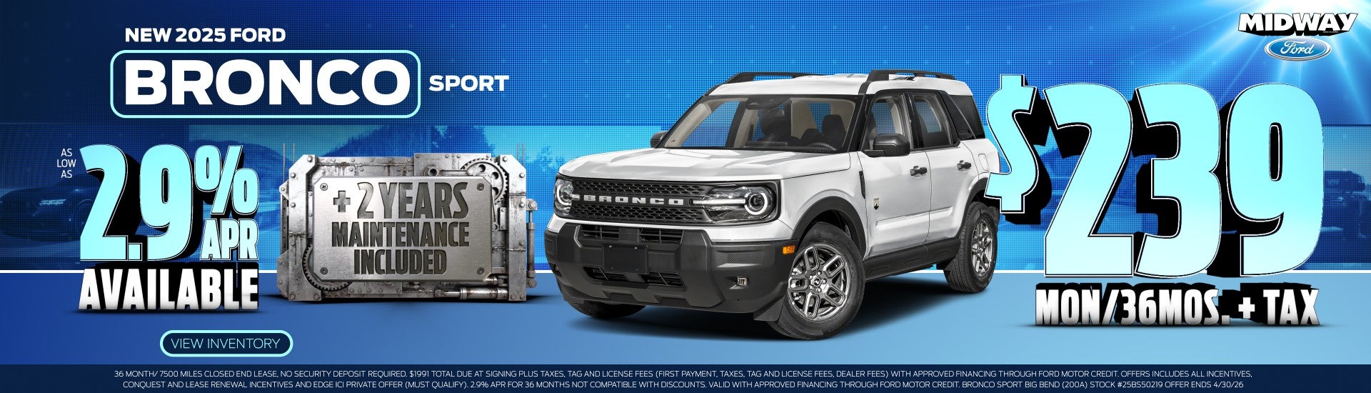*2025 Ford Bronco Sport $239mon/36mos 2.9% APR Available 
