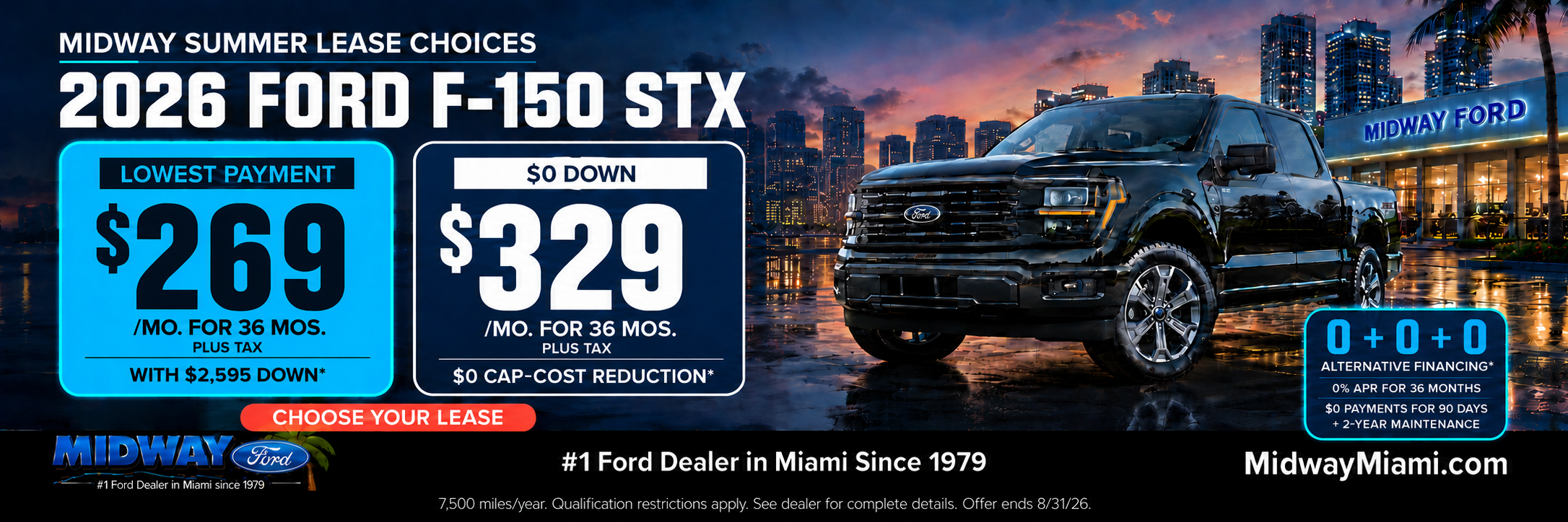 2026 F-150 STX: $269/mo + tax, $2,595 down