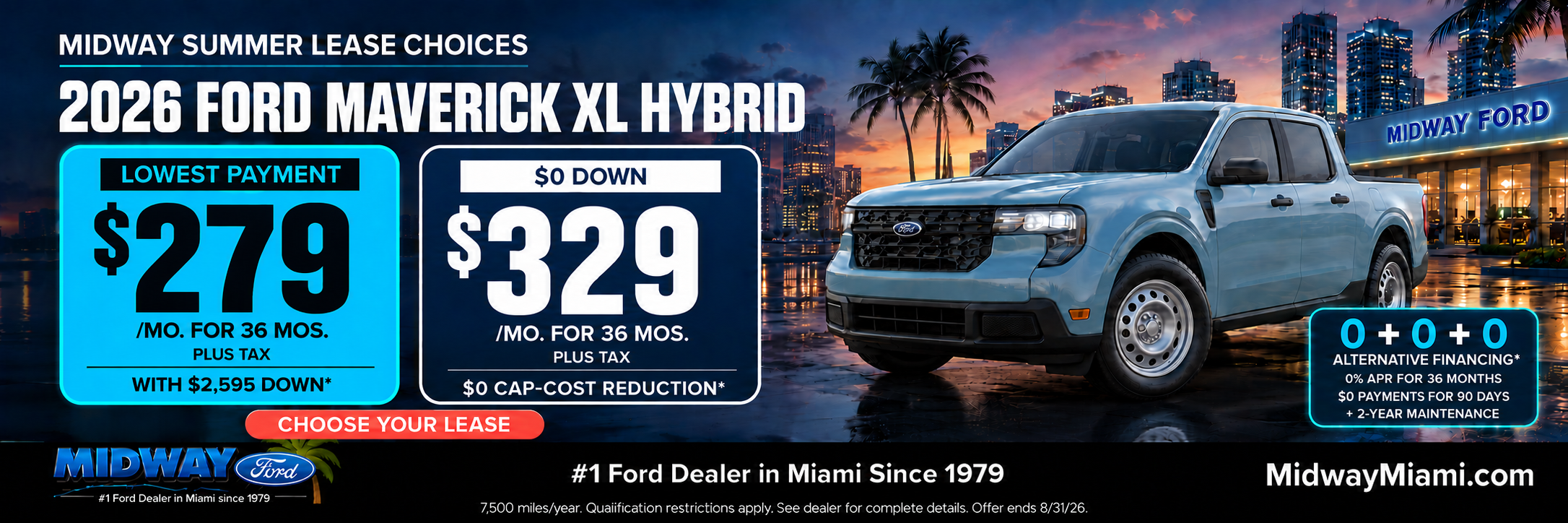 2026 Maverick XL Hybrid: $279/mo + tax, $2,595 down