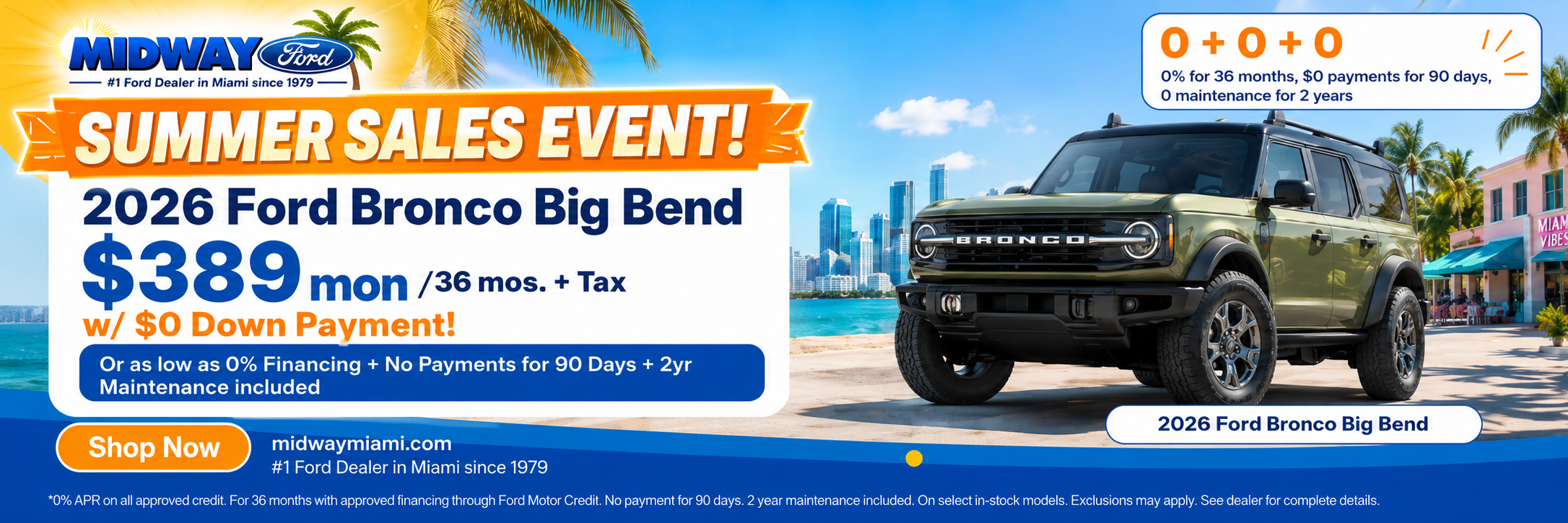 2026 Ford Bronco $389mon/36mos. + Tax w/ $0 Down Payment!