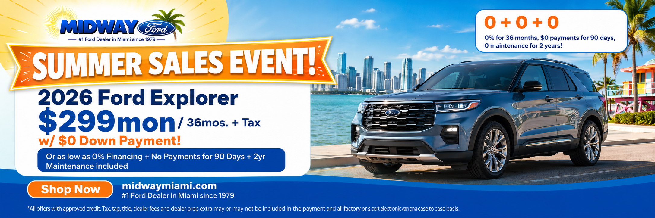 2026 Ford Explorer $299mon/36mos. + Tax w/ $0 Down Payment!