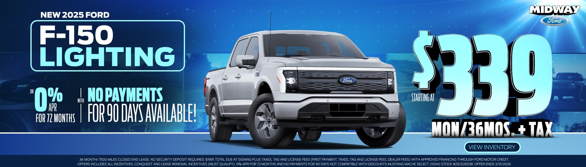 2025 Ford F-150 Lighting - $339mon/36mos - 0% APR for 72 mo