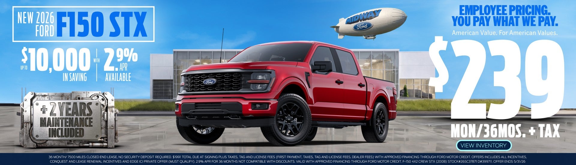 2026 F150 STX $239mon/36mos EMPLOYEE PRICING