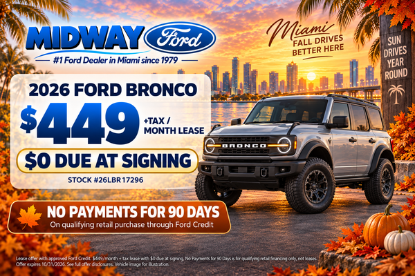 2026 Ford Bronco: $449/mo + tax, $0 due at signing