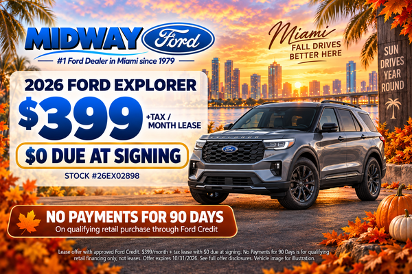 2026 Ford Explorer: $399/mo + tax, $0 due at signing