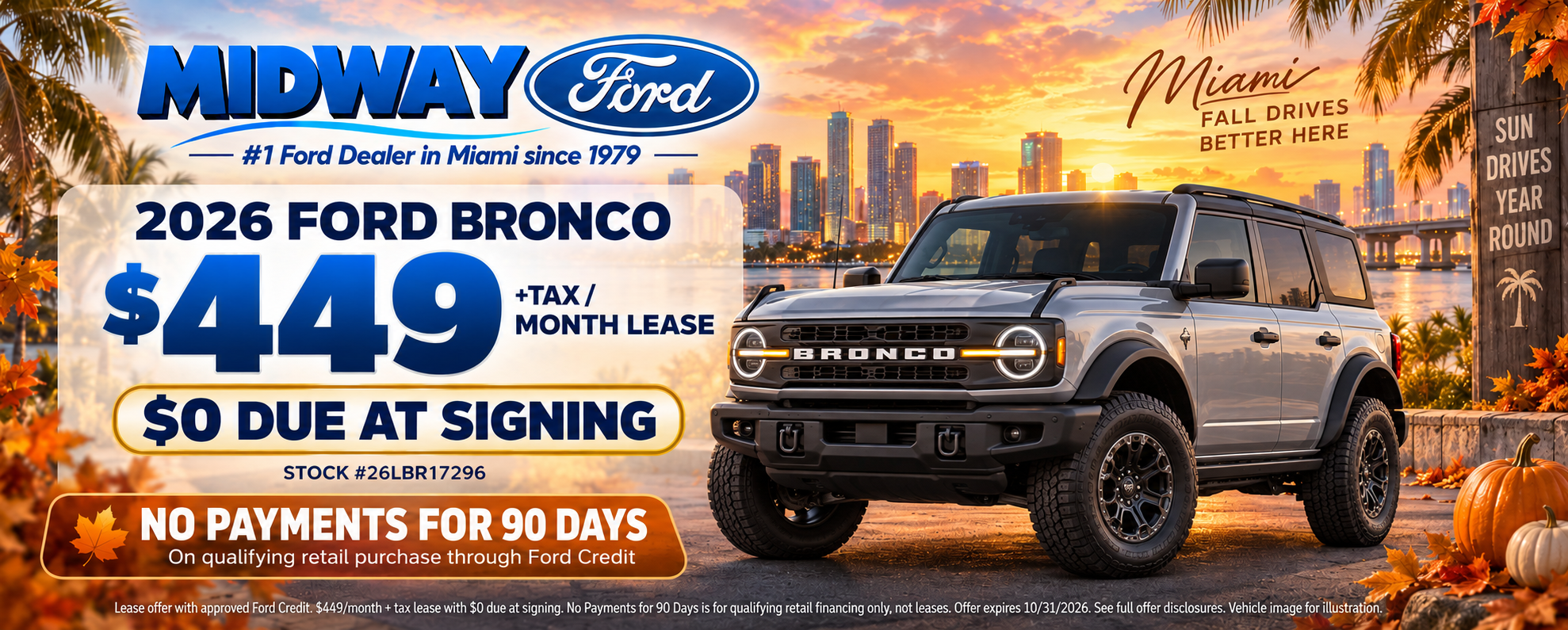 2026 Ford Bronco: $449/mo + tax, $0 due at signing