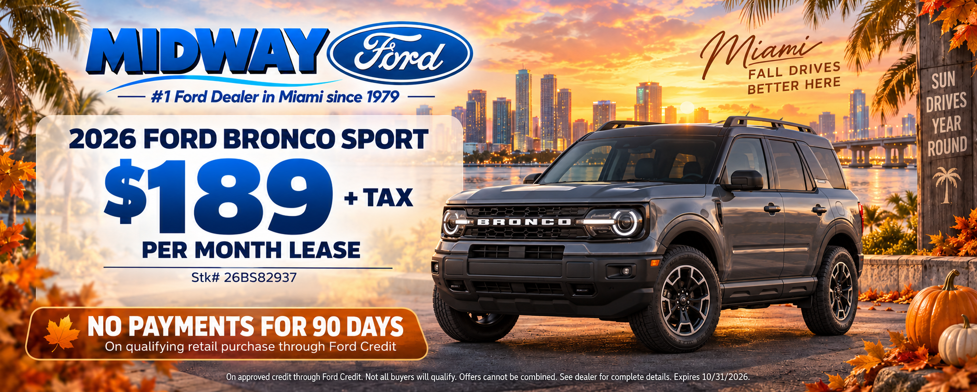 2026 Ford Bronco Sport lease $259 per month plus tax