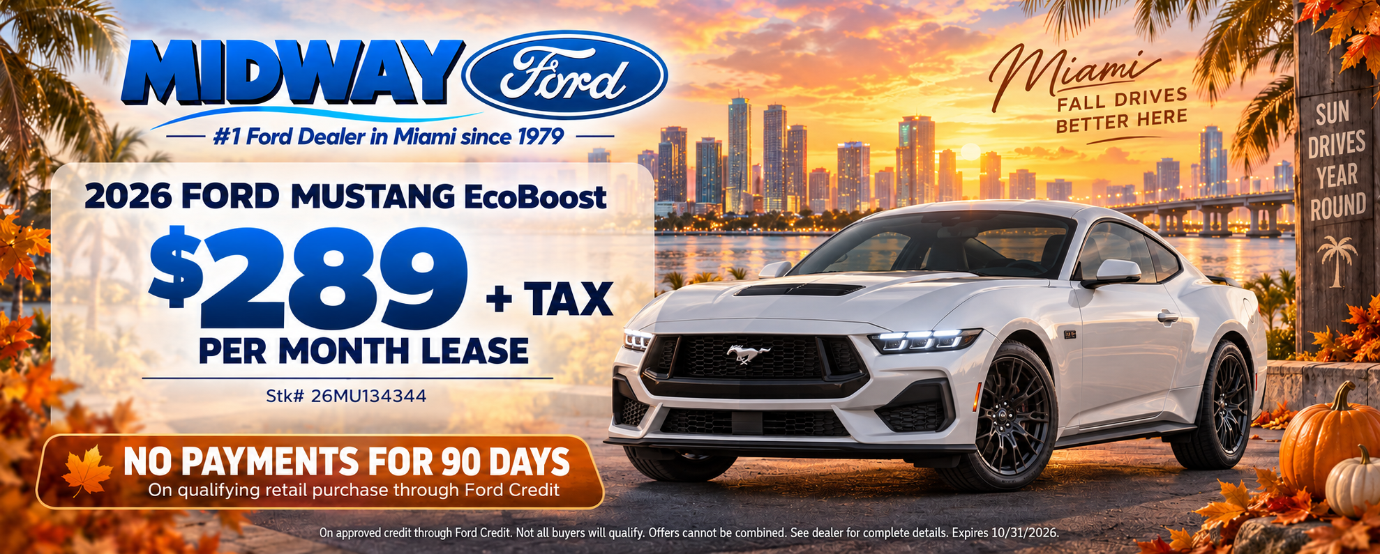 2026 Mustang EcoBoost lease $219 per month plus tax