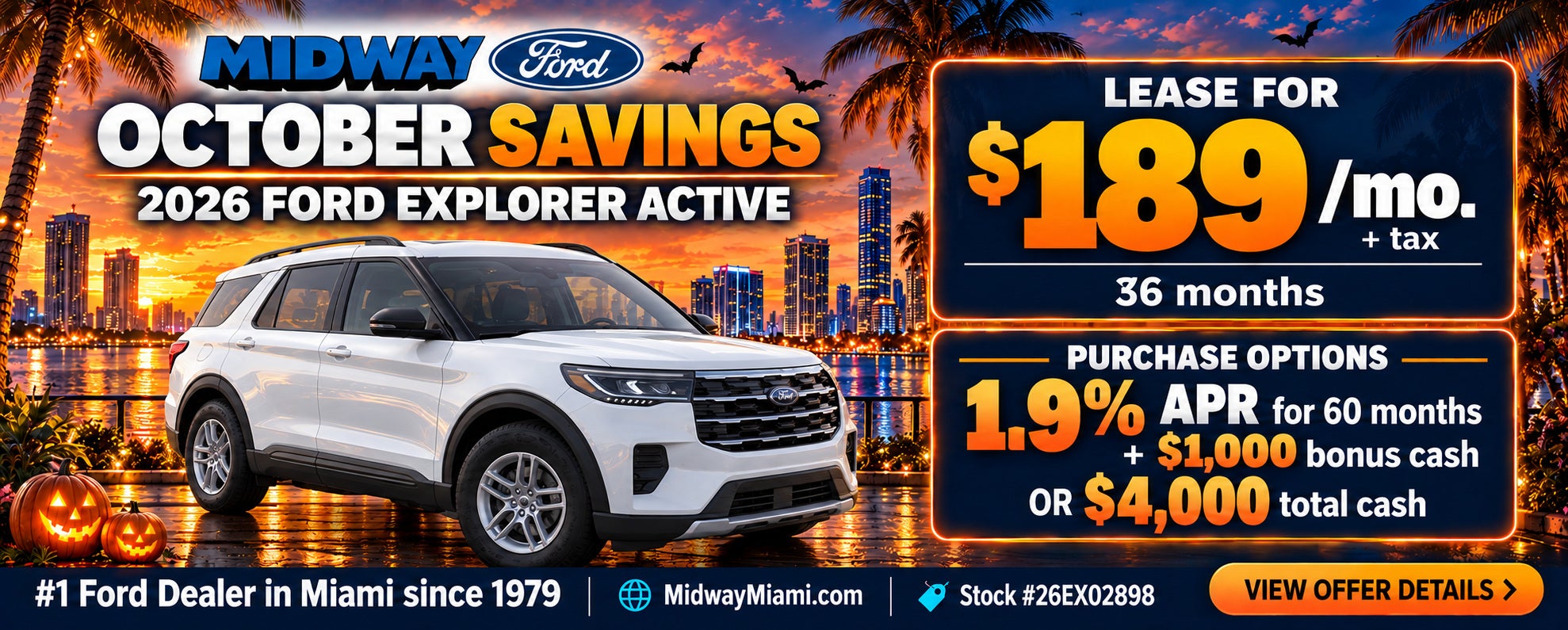 2026 Ford Explorer lease $189 plus tax or 1.9% APR