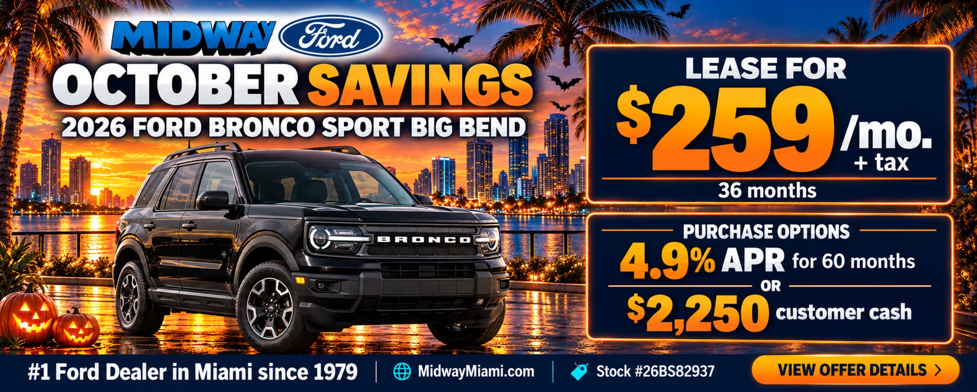 2026 Ford Bronco Sport lease $259 per month plus tax