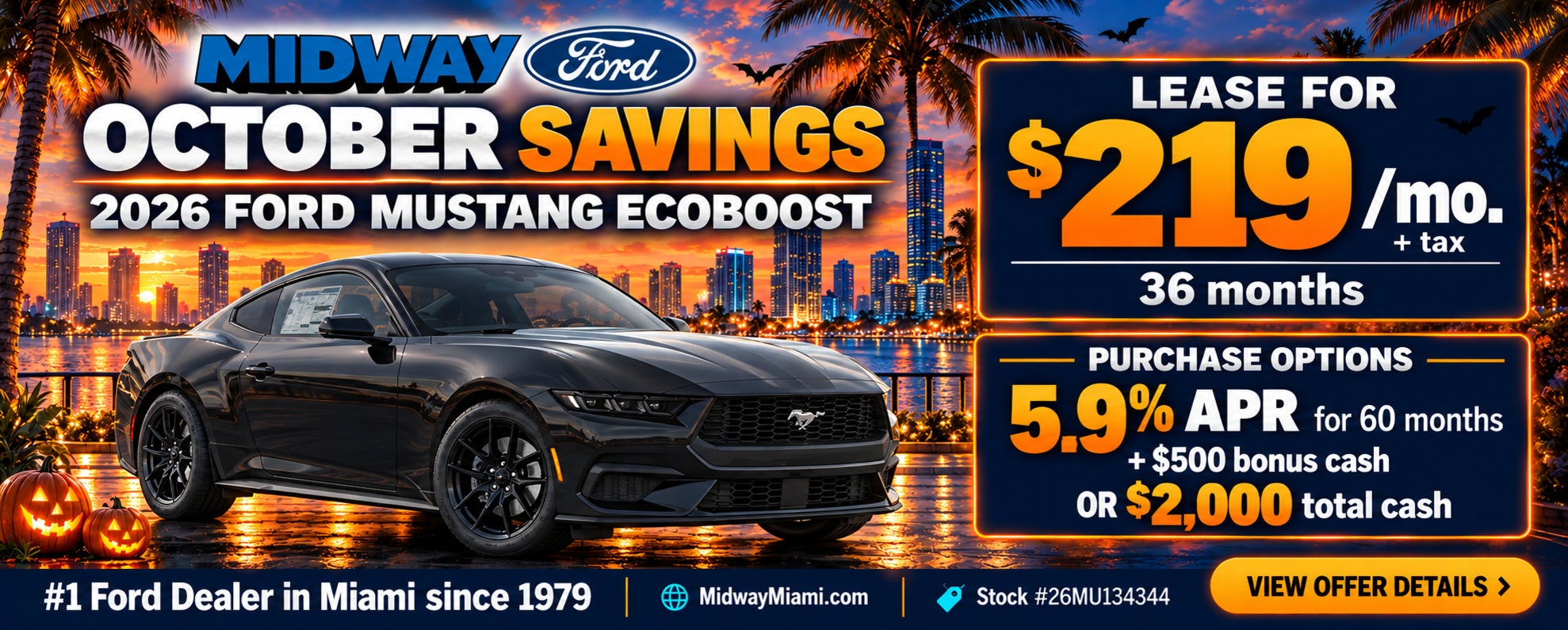 2026 Mustang EcoBoost lease $219 per month plus tax