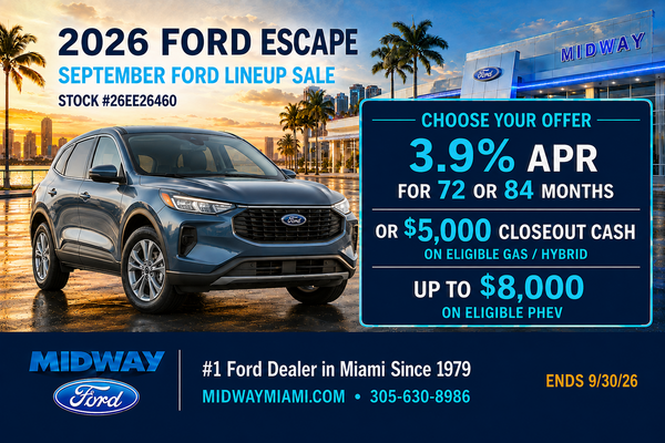 2026 Escape: 3.9% APR or up to $8,000 PHEV cash