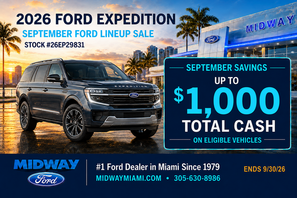 2026 Expedition: Up to $1,000 cash on select models