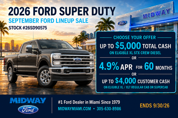 2026 Super Duty: Up to $5,000 cash on select models