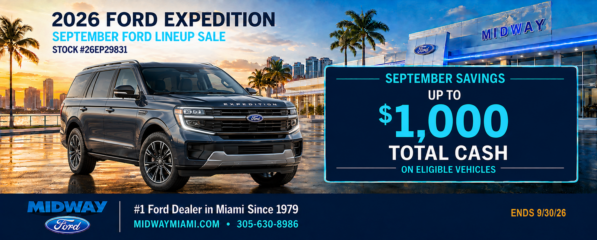 2026 Expedition: Up to $1,000 cash on select models