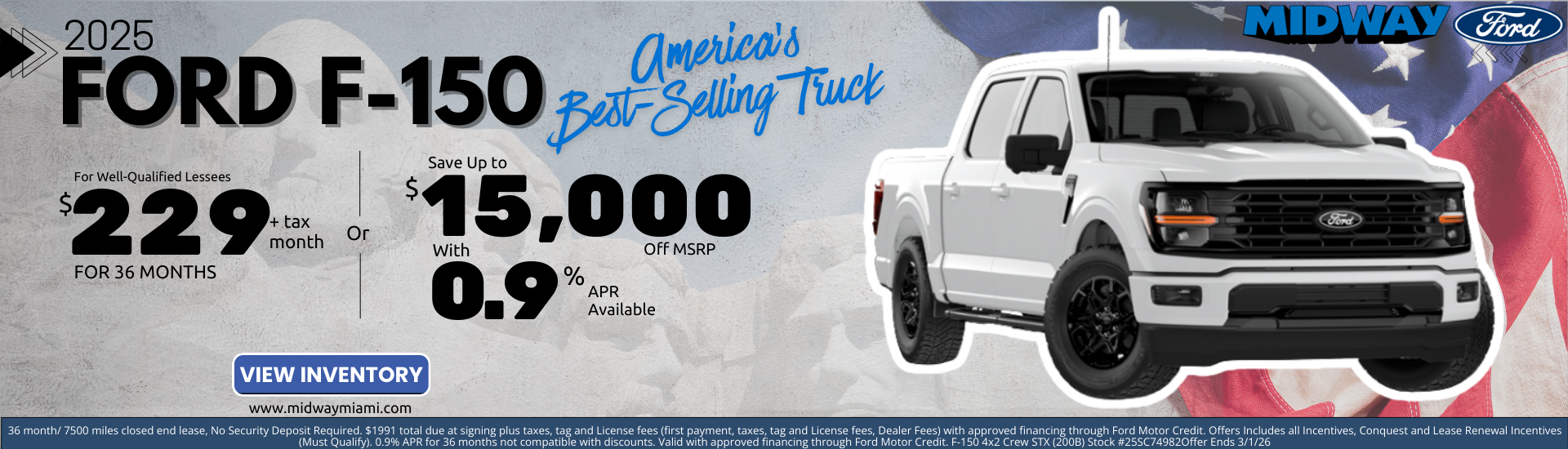 2025 Ford F150 STX - $229mon/36mos. + Tax