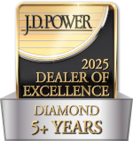 JD Power, 2025 Dealer of Excellence Award. Diamond for 5+ Years